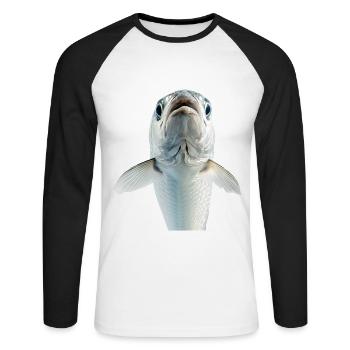 Tarpon - Unisex Baseballshirt langarm - Weiß/Schwarz - Vorne - Nik (191cm)