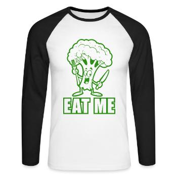 Broccoli - Eat me - Vegetables, vegan - Unisex Long Sleeve Baseball T-Shirt - white/black - Front - Nik (191cm)