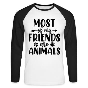 Die meisten meiner Freunde sind Tierheim - Unisex Baseballshirt langarm - Weiß/Schwarz - Vorne - Nik (191cm)
