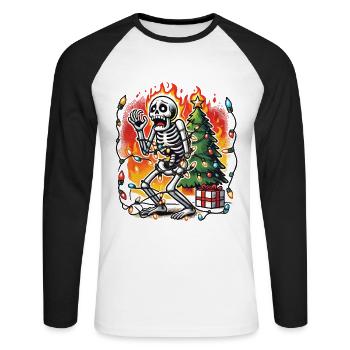 Christmas Chaos Skeleton Funny - Unisex Long Sleeve Baseball T-Shirt - white/black - Front - Nik (191cm)