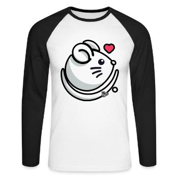 Liebe Herz und Maus - Unisex Baseballshirt langarm - Weiß/Schwarz - Vorne - Nik (191cm)