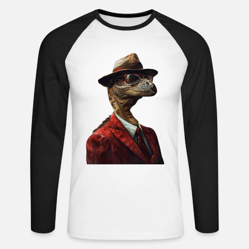 Utahraptor - Unisex Baseballshirt langarm - Weiß/Schwarz