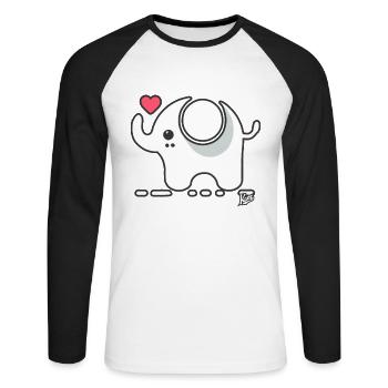 Little cute elephant with love and heart - Unisex Long Sleeve Baseball T-Shirt - white/black - Front - Nik (191cm)