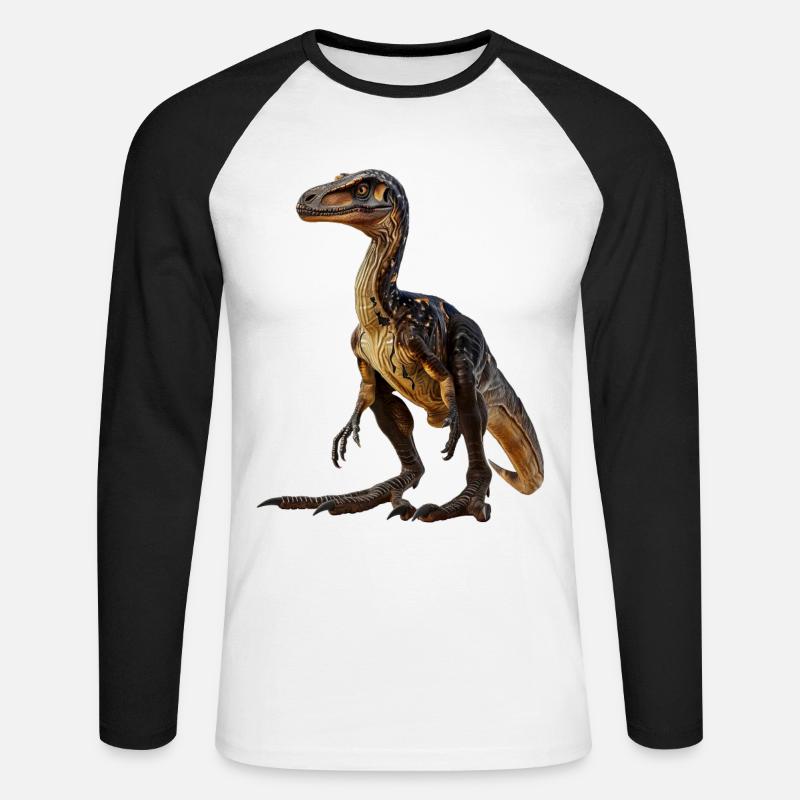 Utahraptor - Unisex Baseballshirt langarm - Weiß/Schwarz