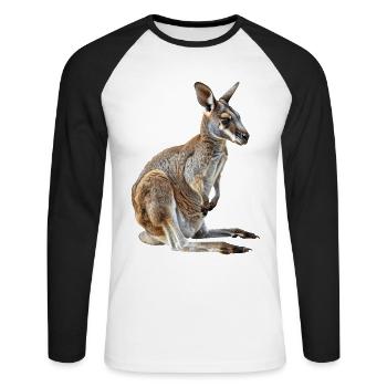 Wallaby - Unisex Baseballshirt langarm - Weiß/Schwarz - Vorne - Nik (191cm)