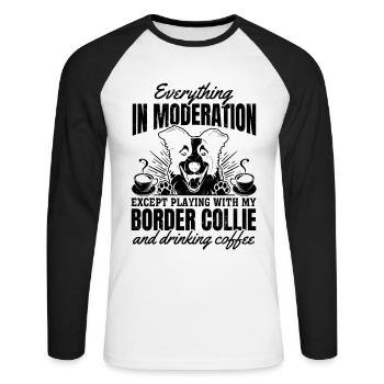 Citations Border Collie Border Collie Lover - T-shirt baseball manches longues Homme - blanc/noir - Devant - Nik (191cm)