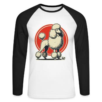Caniche rétro majestueux - T-shirt baseball manches longues Homme - blanc/noir - Devant - Nik (191cm)