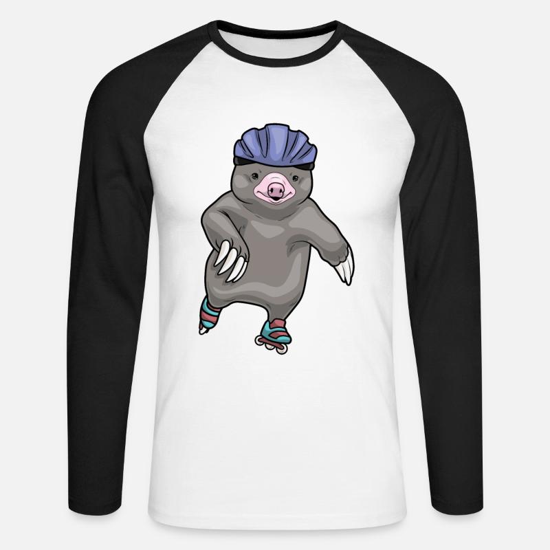 Maulwurf Inline skating Rollschuhe - Unisex Baseballshirt langarm - Weiß/Schwarz
