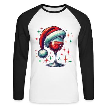 Plaisir du vin de Noël avec splendeur - T-shirt baseball manches longues Homme - blanc/noir - Devant - Nik (191cm)