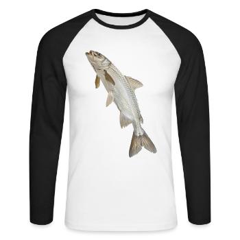 Tarpon - Unisex Baseballshirt langarm - Weiß/Schwarz - Vorne - Nik (191cm)