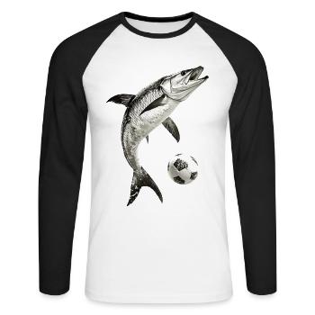 Tarpon - Unisex Baseballshirt langarm - Weiß/Schwarz - Vorne - Nik (191cm)