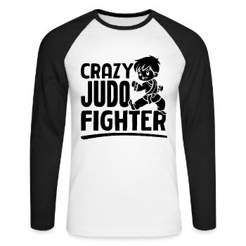 Judo Kids - Crazy Judo Fighter - Unisex Long Sleeve Baseball T-Shirt - white/black - Front - Nik (191cm)