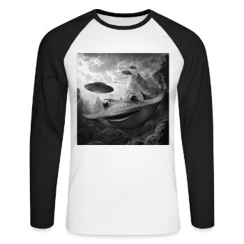 Stachelrochen - Unisex Baseballshirt langarm - Weiß/Schwarz - Vorne - Nik (191cm)
