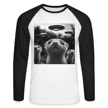 Wiesel - Unisex Baseballshirt langarm - Weiß/Schwarz - Vorne - Nik (191cm)