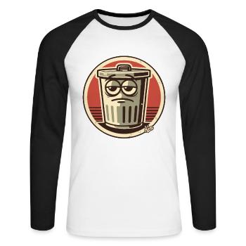 Boredom, not interested, funny trash can - Unisex Long Sleeve Baseball T-Shirt - white/black - Front - Nik (191cm)