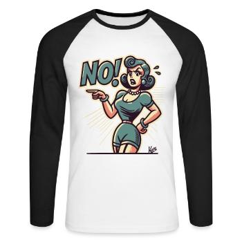 Votre femme ou votre mère dit non - T-shirt baseball manches longues Homme - blanc/noir - Devant - Nik (191cm)