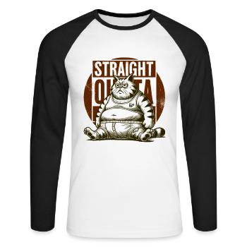 Big Cat, Out of Breath - Unisex Long Sleeve Baseball T-Shirt - white/black - Front - Nik (191cm)