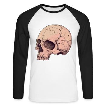 Crâne rose rose - T-shirt baseball manches longues Homme - blanc/noir - Devant - Nik (191cm)