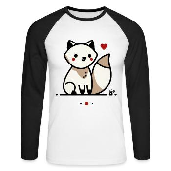 Cute fox with love and heart - Unisex Long Sleeve Baseball T-Shirt - white/black - Front - Nik (191cm)