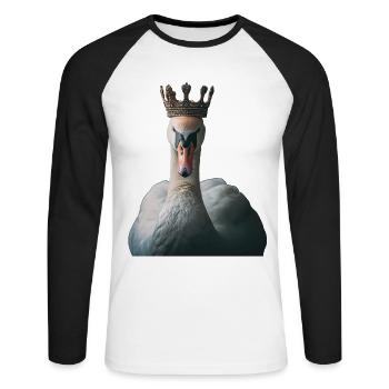 Schwan - Unisex Baseballshirt langarm - Weiß/Schwarz - Vorne - Nik (191cm)