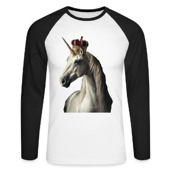 Einhorn - Unisex Baseballshirt langarm - Weiß/Schwarz - Vorne - Nik (191cm)