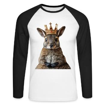 Wallaby - Unisex Baseballshirt langarm - Weiß/Schwarz - Vorne - Nik (191cm)