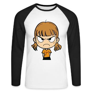 fille de dessin animé en colère - T-shirt baseball manches longues Homme - blanc/noir - Devant - Nik (191cm)