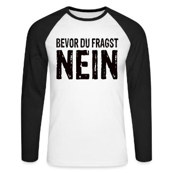 Funny No Motif – Funny Statement Outfit - Unisex Long Sleeve Baseball T-Shirt - white/black - Front - Nik (191cm)