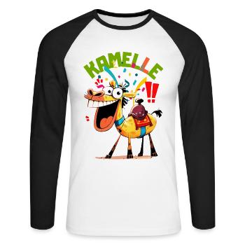 Karneval Kamel Alaaf Kamelle Kölner Kostüm Lustig - Unisex Baseballshirt langarm - Weiß/Schwarz - Vorne - Nik (191cm)