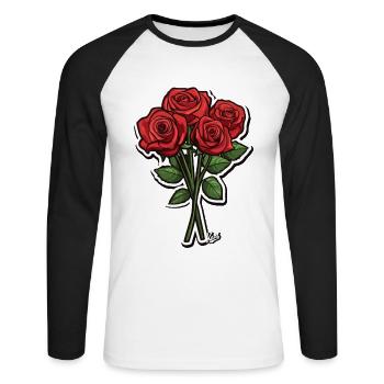 Ein Strauß Rosen - Unisex Baseballshirt langarm - Weiß/Schwarz - Vorne - Nik (191cm)