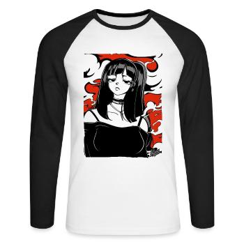 Ma petite amie de dessin animé - T-shirt baseball manches longues Homme - blanc/noir - Devant - Nik (191cm)