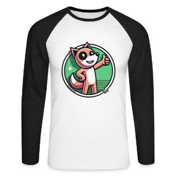 Renard de la nature joyeux avec le pouce levé - T-shirt baseball manches longues Homme - blanc/noir - Devant - Nik (191cm)