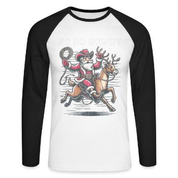 Christmas Cowboy Mood with Santa - Unisex Long Sleeve Baseball T-Shirt - white/black - Front - Nik (191cm)