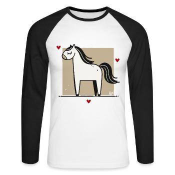 Ich liebe mein Pferd - Unisex Baseballshirt langarm - Weiß/Schwarz - Vorne - Nik (191cm)