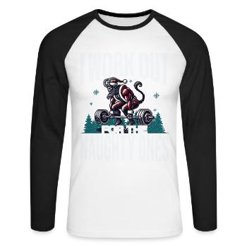 Krampus trains for naughty kids - Unisex Long Sleeve Baseball T-Shirt - white/black - Front - Nik (191cm)
