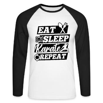 Eat Sleep Karate Repeat - Karate Fighter Karate - Unisex Long Sleeve Baseball T-Shirt - white/black - Front - Nik (191cm)