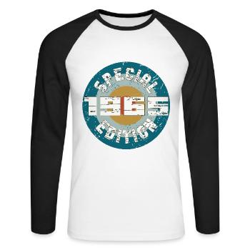 Edition Spéciale 1965 Anniversaire Cadeau Vintage - T-shirt baseball manches longues Homme - blanc/noir - Devant - Nik (191cm)