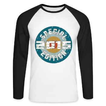 Special Edition 2015 Birthday Gift Vintage - Unisex Long Sleeve Baseball T-Shirt - white/black - Front - Nik (191cm)