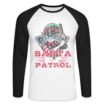 Santa Elf Patrol Funny Christmas Elf Group - Unisex Long Sleeve Baseball T-Shirt - white/black - Front - Nik (191cm)