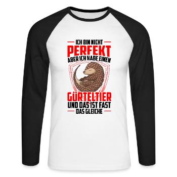 Armadillo is not perfect Armadillo Armadillo - Unisex Long Sleeve Baseball T-Shirt - white/black - Front - Nik (191cm)