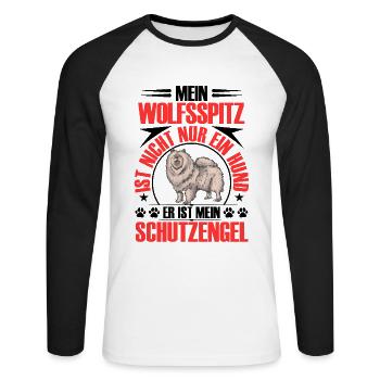 Wolfspitz is my guardian angel Keeshond - Unisex Long Sleeve Baseball T-Shirt - white/black - Front - Nik (191cm)