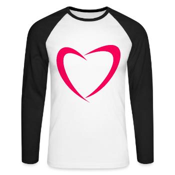 Herz Design zum Valentinstag Liebe Valentinstag - Unisex Baseballshirt langarm - Weiß/Schwarz - Vorne - Nik (191cm)