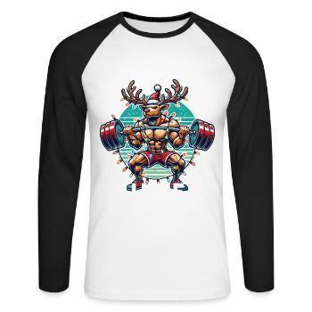 Muscle Renne Noël Fitness - T-shirt baseball manches longues Homme - blanc/noir - Devant - Nik (191cm)