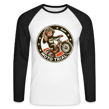 Motocross Monkey Moto Trial - Unisex Long Sleeve Baseball T-Shirt - white/black - Front - Nik (191cm)