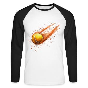 Balle de tennis Dust Ash Court Tennis sur terre battue - T-shirt baseball manches longues Homme - blanc/noir - Devant - Nik (191cm)