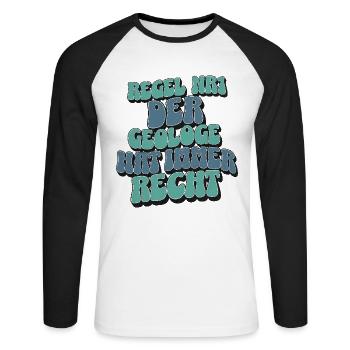 Géologue - T-shirt baseball manches longues Homme - blanc/noir - Devant - Nik (191cm)
