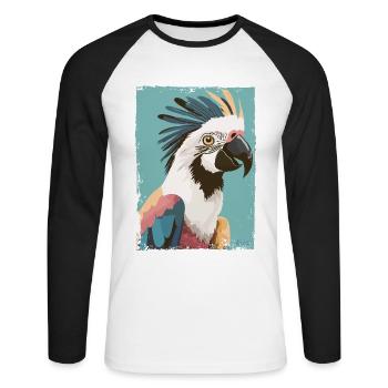Cacatoès majestueux - T-shirt baseball manches longues Homme - blanc/noir - Devant - Nik (191cm)