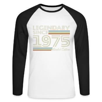 1975 Vintage Retro Geburtstagsgeschenk - Unisex Baseballshirt langarm - Weiß/Schwarz - Vorne - Nik (191cm)