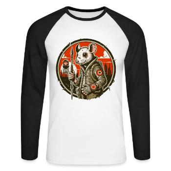 Apocalypse Rat in the Apocalyptic Wasteland - Unisex Long Sleeve Baseball T-Shirt - white/black - Front - Nik (191cm)