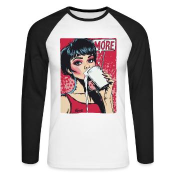 A woman drinks more milk - Unisex Long Sleeve Baseball T-Shirt - white/black - Front - Nik (191cm)